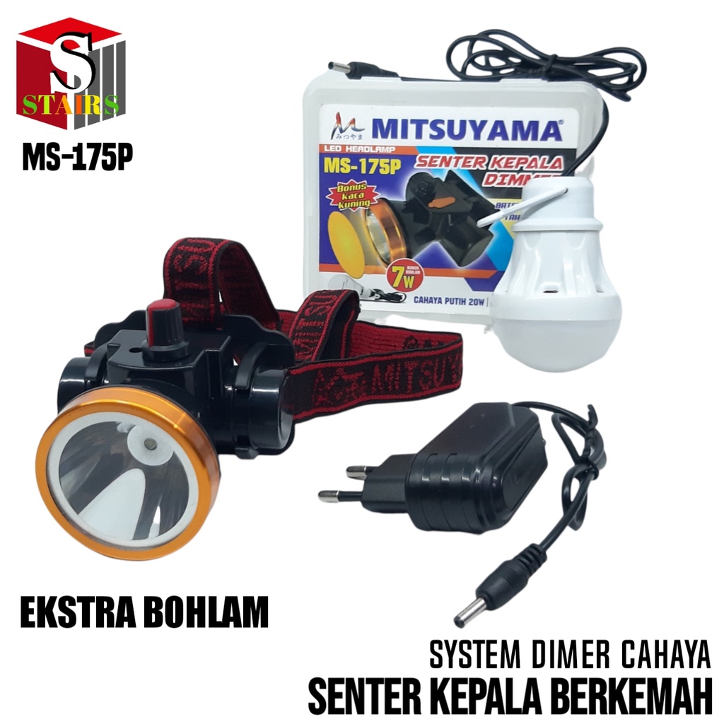 Senter Kepala LED Super Terang Model Dimer Ekstra Bohlam Gantung Tahan Air MS-175P