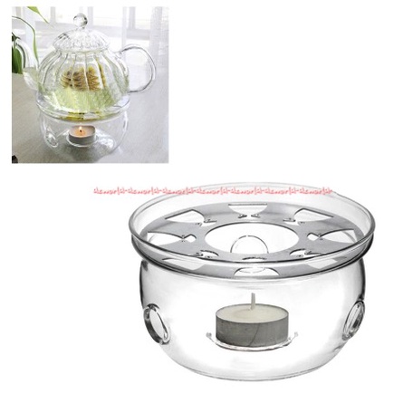 Delicia Tea Warmer Borosilicate Penghangat Teh Menggunakan Lilin Tahan Panas Bahan Kaca Bening Transparan Warm Transparant