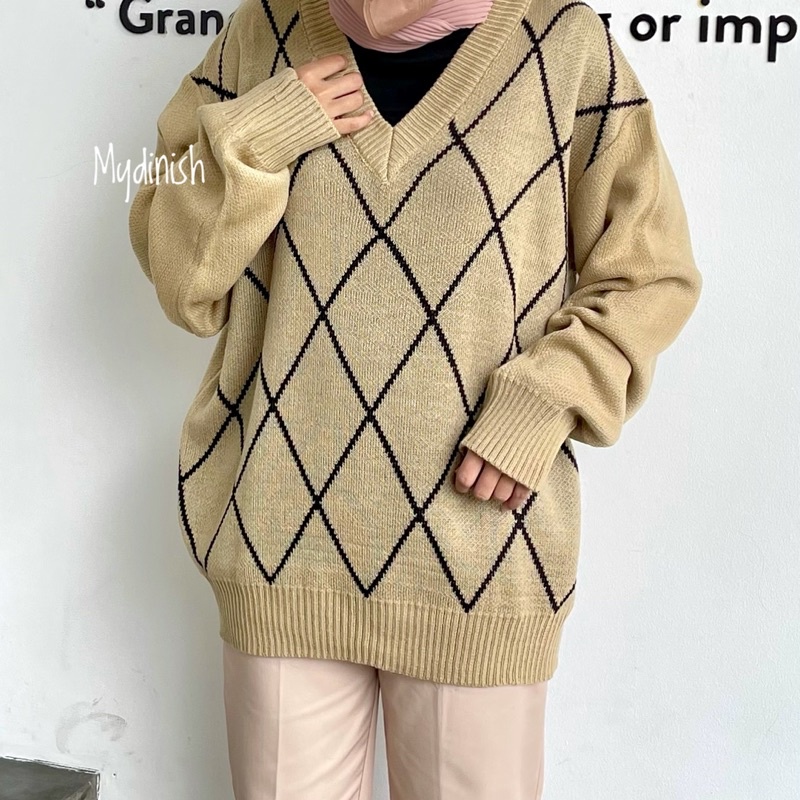 Diamond  Jihan Oversize Sweater  - Blouse Wanita Pria