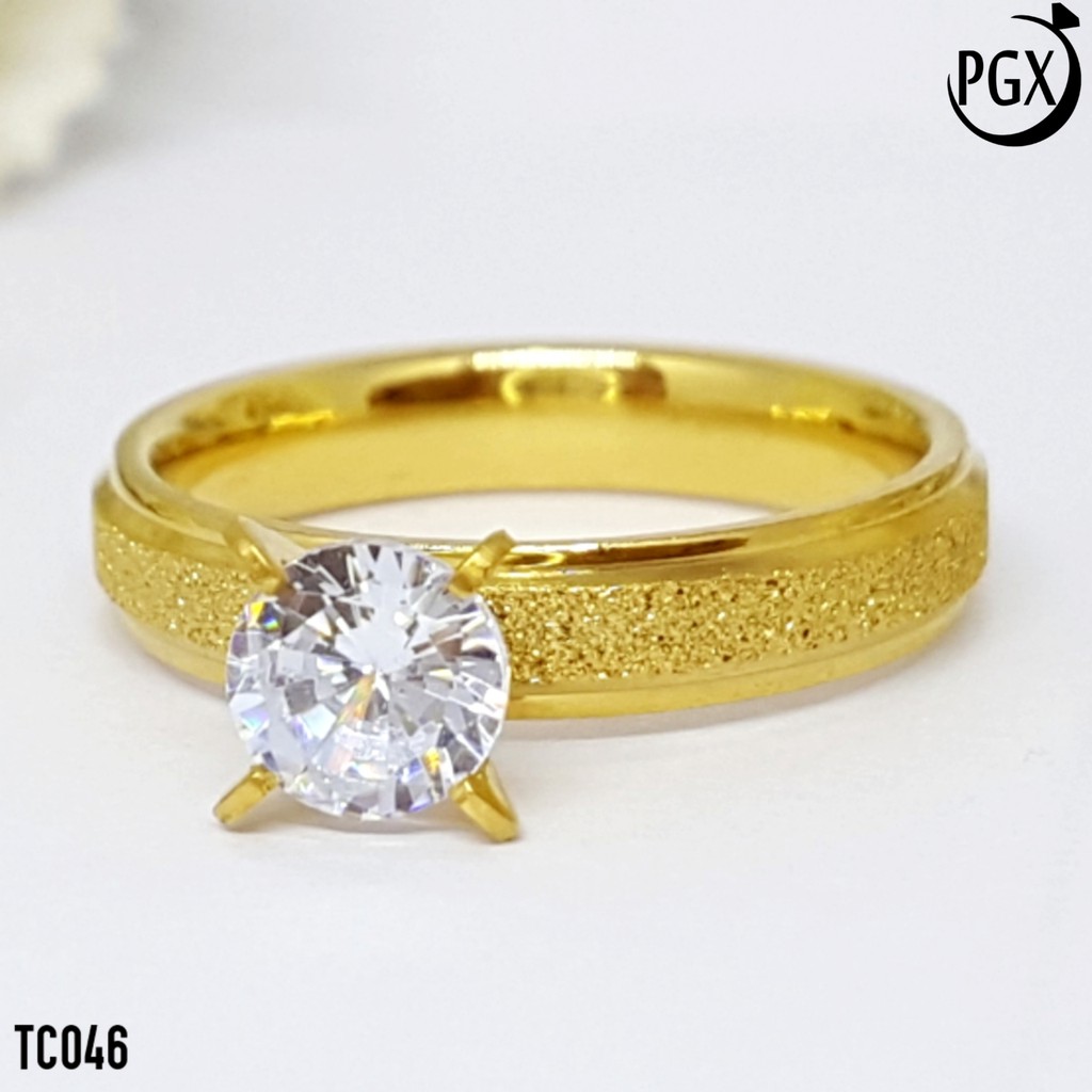 PGX Cincin Titanium Couple Emas Tunangan Aksesoris Fashion Perhiasan Anti Karat - TC046