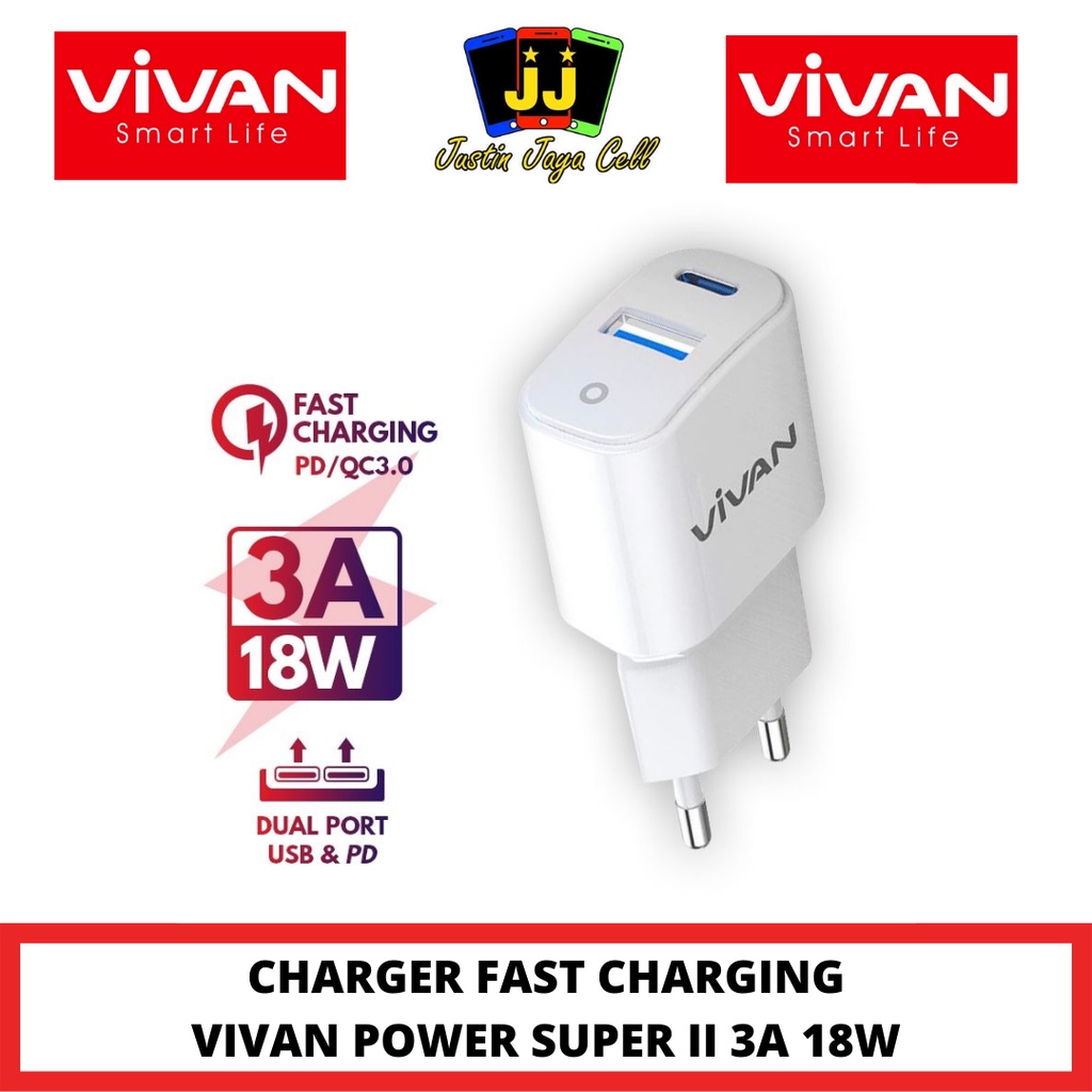 CHARGER VIVAN POWER SUPER II 3A 18W FAST CHARGING ORIGINAL