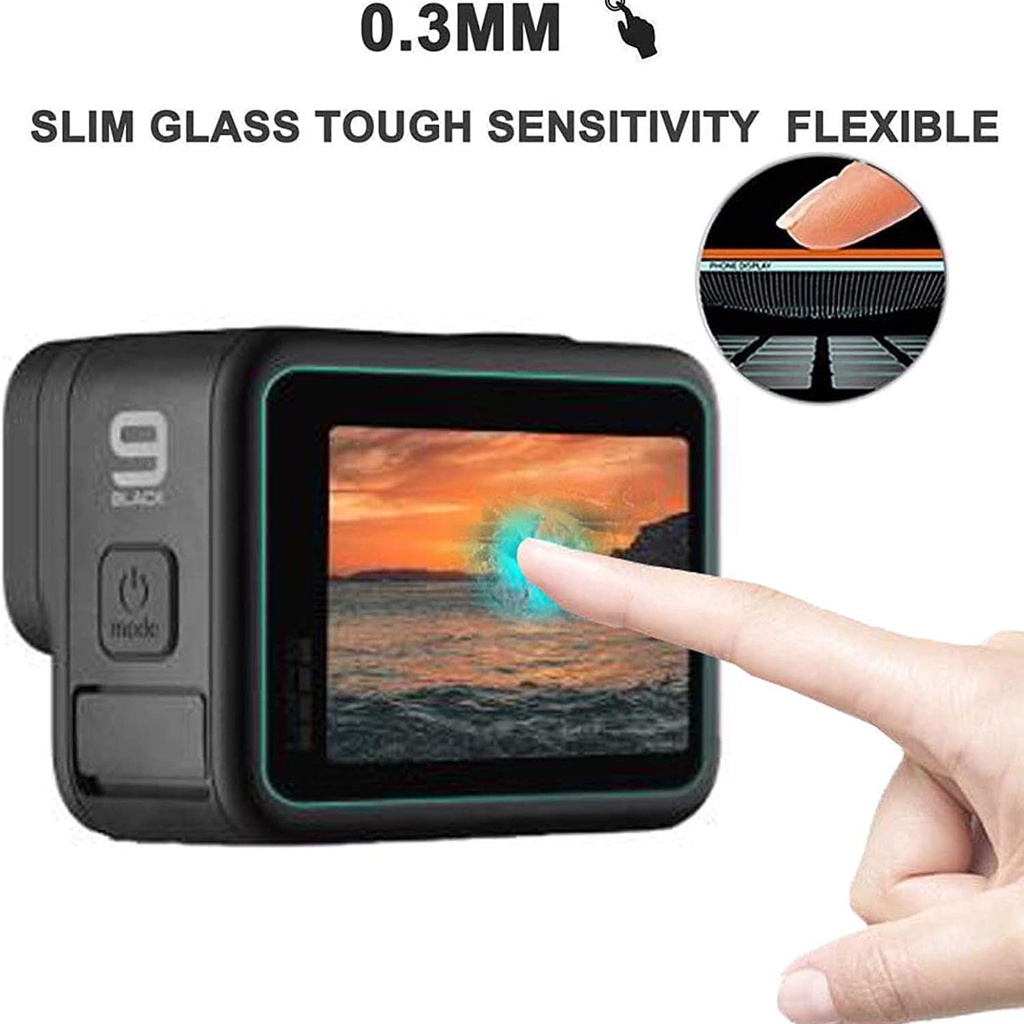 3pcs / Set Pelindung Layar Tempered Glass Warna Hitam Untuk GoPro Hero 10