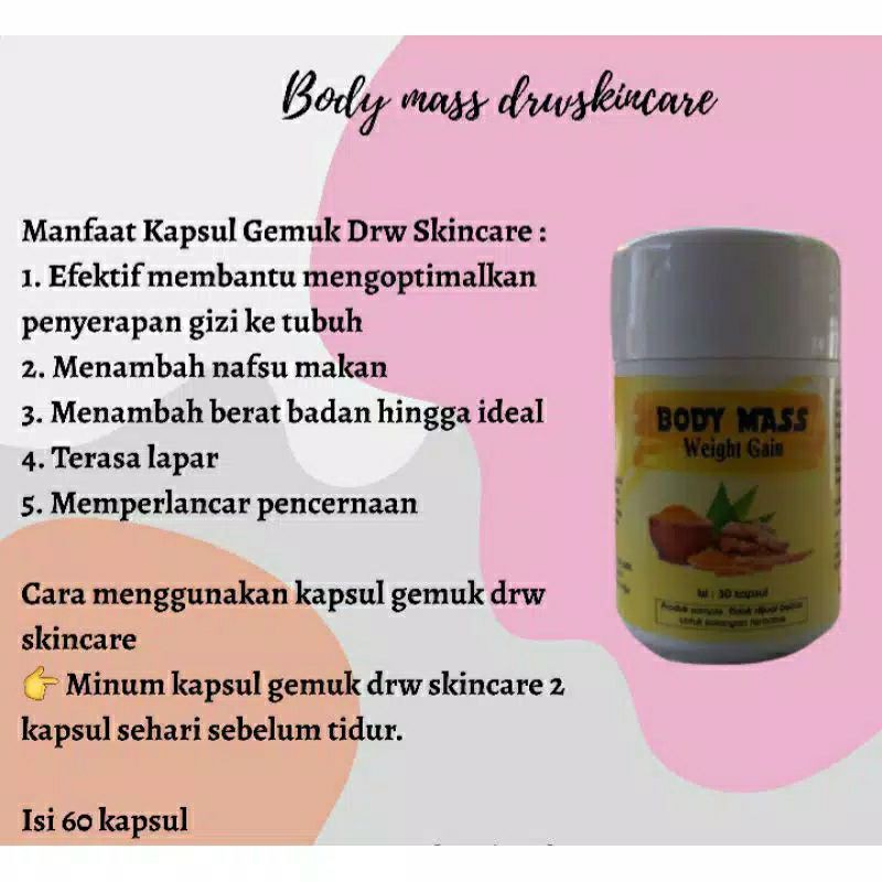 Kapsul Gemuk Drw Skincare Obat Gemuk Drw Bpom Body Mass Drw Skincare Bpom Original Shopee Indonesia