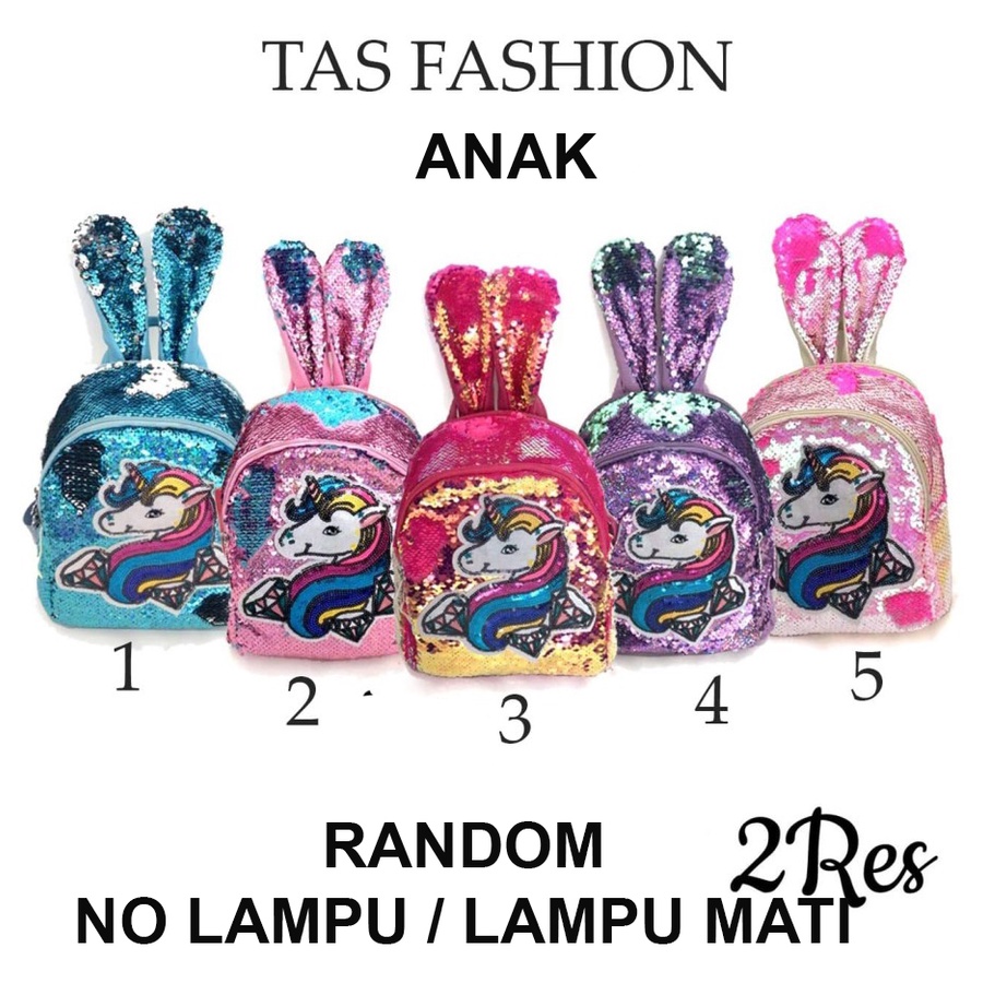 PROMO CUCI GUDANG RANSEL Fashion Anak LED Lampu + MUSIK DAN NO LAMPU RANDOM Sequin Usap Payet Manik Manik Berubah Warna 11inch / 10inch