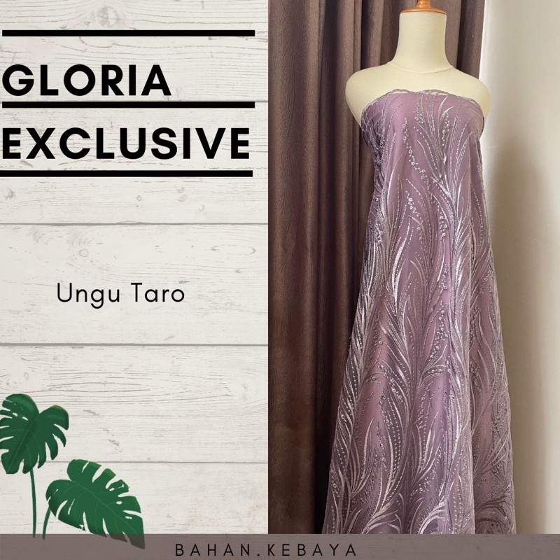 Bahan Kebaya Kain Brukat Brokat Tile Tulle Mutiara Gloria Exclusive Warna Ungu Taro