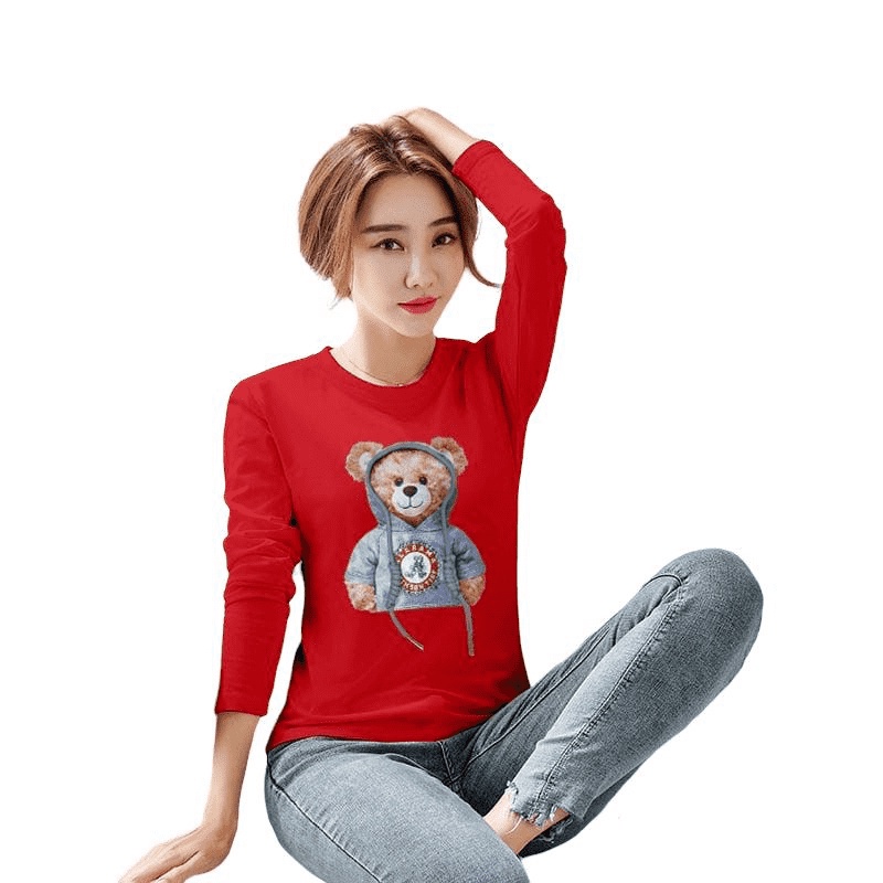 [littlecrab] Kaos Lengan Panjang Kekinian Teddy Bear Lucu Kaos Oversize T-shirt Beruang Lucu Unik Unisex Berkualitas Korean Style