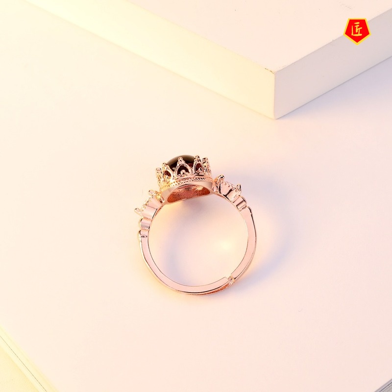 [Ready Stock]Fashion Creative 18K Rose Gold Inlaid Amethyst Ring