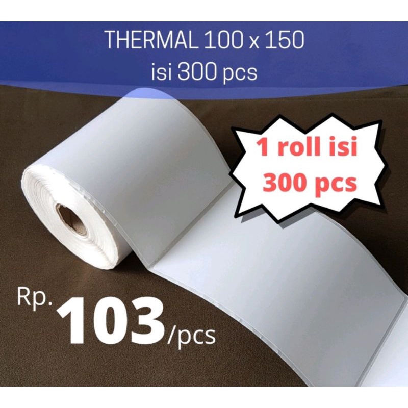 100 mm x 150 mm Kertas Thermal Berkualitas Print Barcode Isi 300 lbr