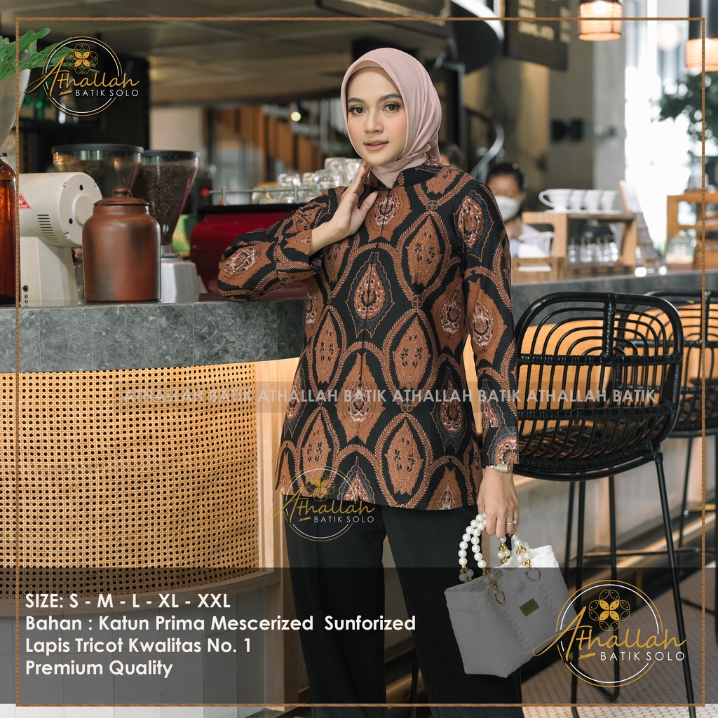 Athallah Batik Premium - Baju Batik Wanita Semi Tulis  Atasan Baju Batik Wanita Kerja Kantor Lapis T