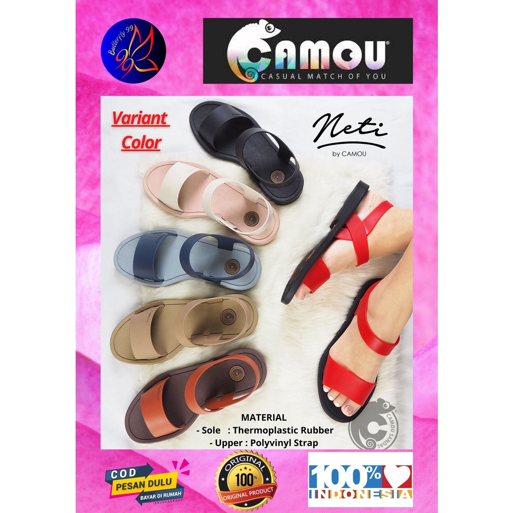 Neti Sandal Wanita Sandal Flat Sandal Original Sandal Camou  Tipe : Neti