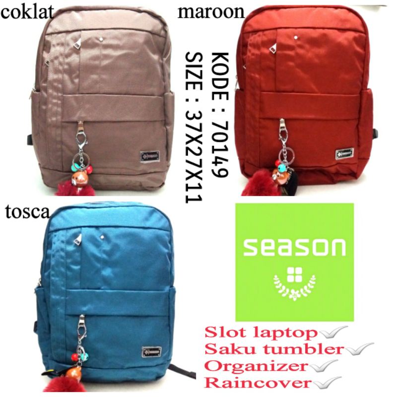 TAS RANSEL SEKOLAH ANAK PEREMPUAN SEASON 70149 ADA RAINCOVER FREE GANTUNGAN KUNCI WARNA COKLAT MAROON TOSCA