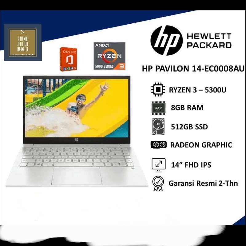 HP Pavilion 14 AMD Ryzen 3 5300 8GB RAM 512GB SSD FHD