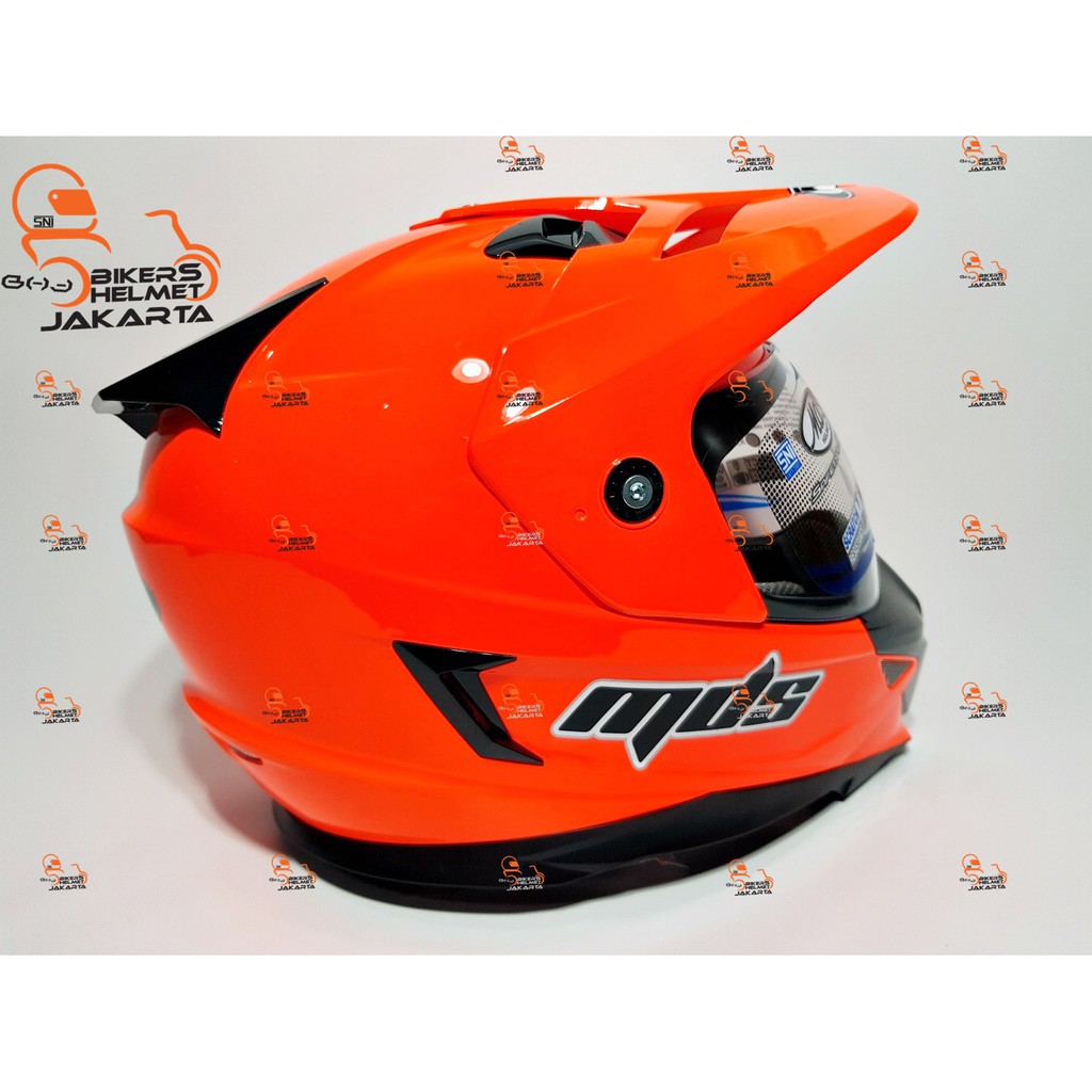 MDS HELM SUPER PRO SOLID RED FLUO SUPERMOTO FULL FACE