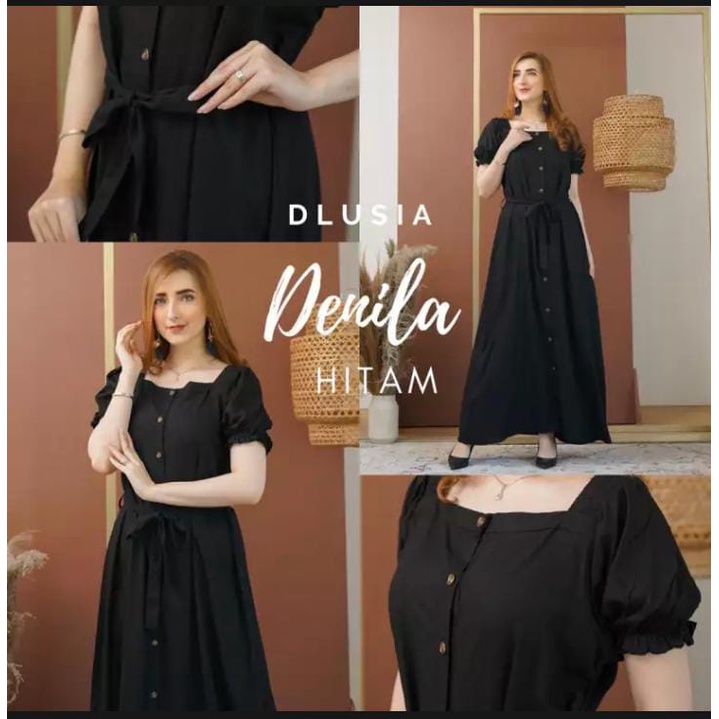 Dress Polos Dlusia Denila Gamis Polos Daster Dress Modern LD 110cm PB 135cm Muat BB 65kg mat Rayon super halus tidak nerawang