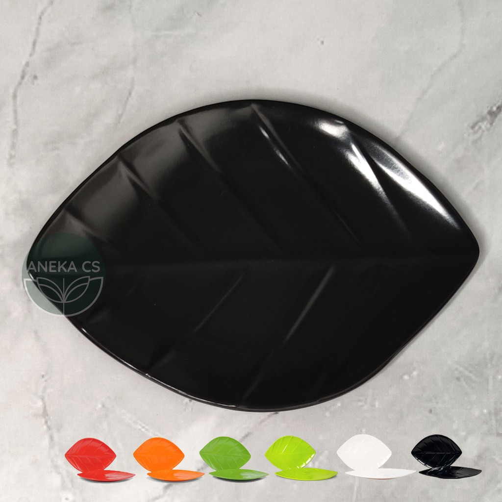 Piring Melamin Daun 6 inch- Piring Saji - Piring Melamine - M 6306-Hitam
