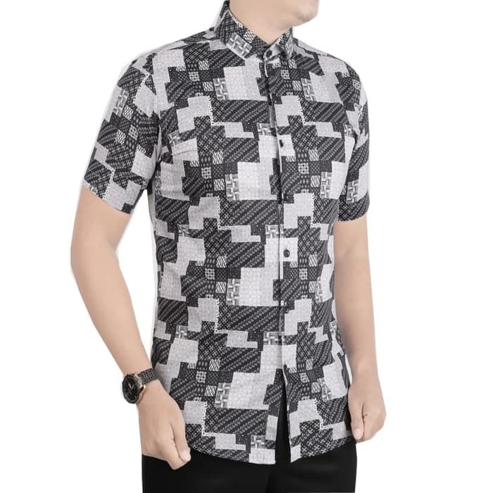 TERBARU VM Kemeja batik Pendek Slimfit B-400 - M