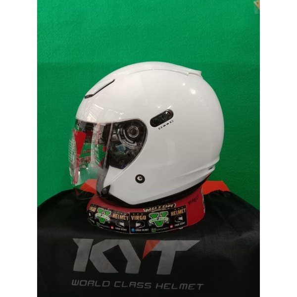 HELM KYT DJ MAXI SOLID WHITE DOUBLE VISOR original kyt