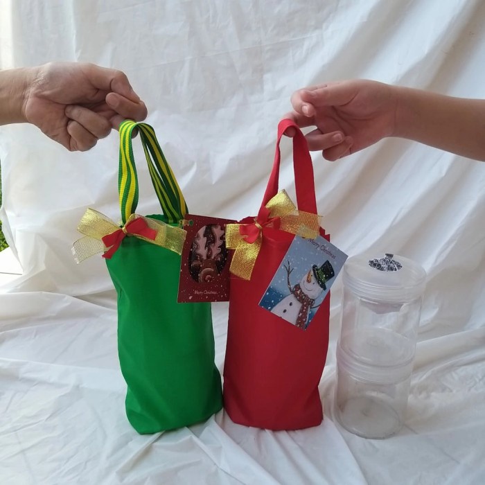

✨ BISA COD ✨ 5 pcs tas jar natal,jar case,tas tabung,tas toples tabung,tas kue