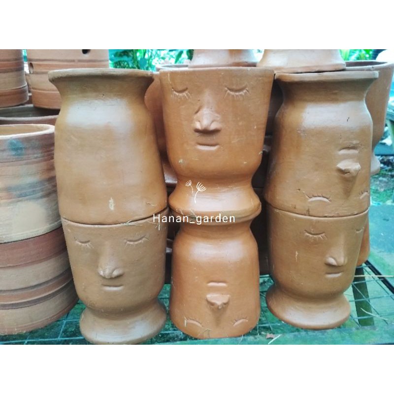 pot Tanah Liat Karakter Wajah / Pot Terracotta Karakter / Pot Terakota Unik