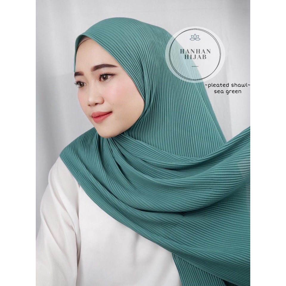 PLEATED SHAWL / PASHMINA FULL PLISKET-Sea Green