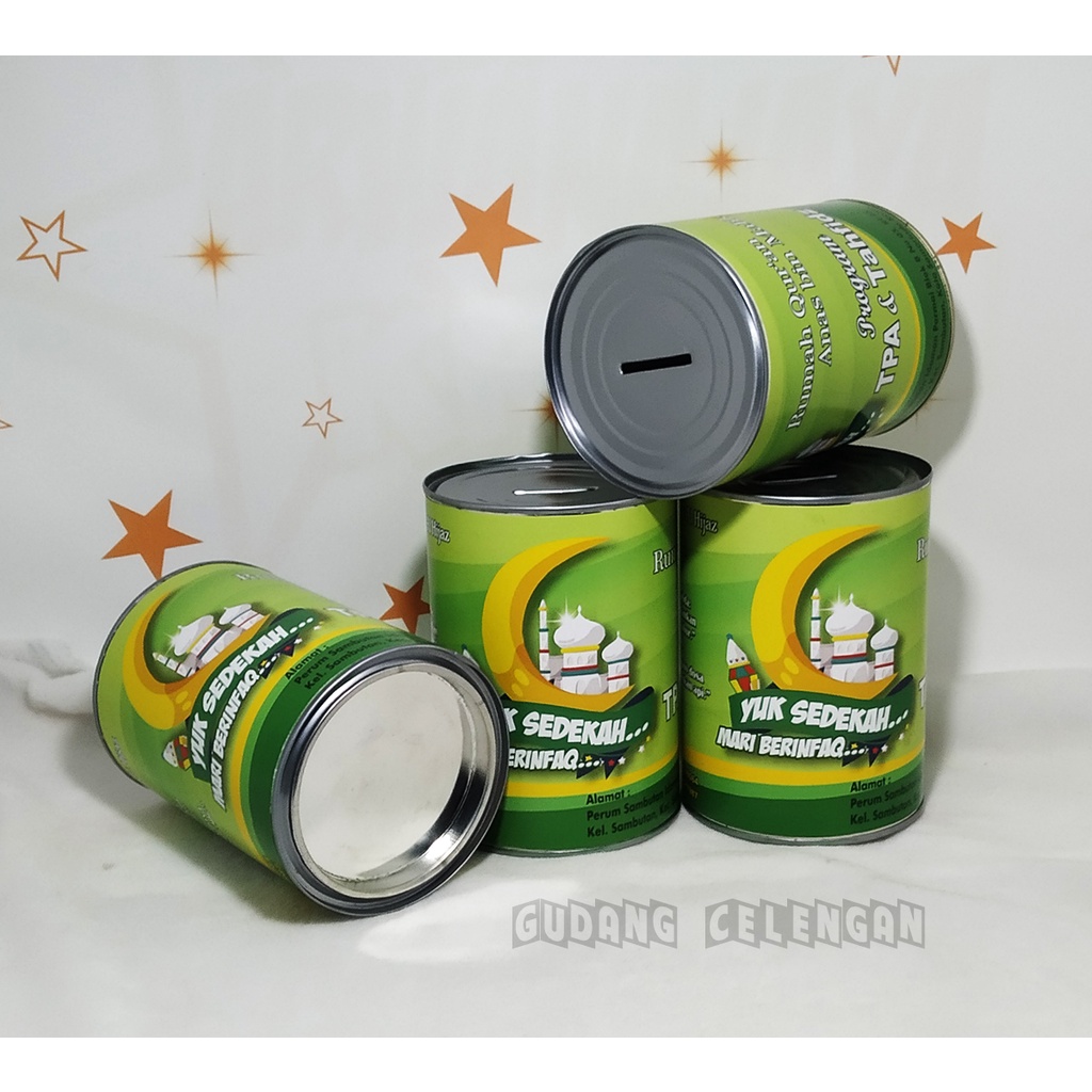 Celengan Kaleng Costum Buka Tutup Besar Uk. 14x10