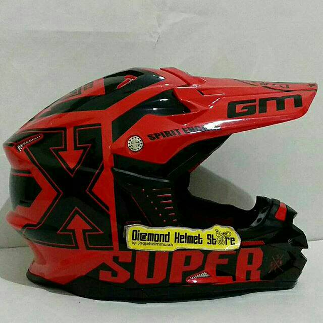 Jual Helm Gm Cross Supercross Dirt Game Red Glossy Shopee Indonesia