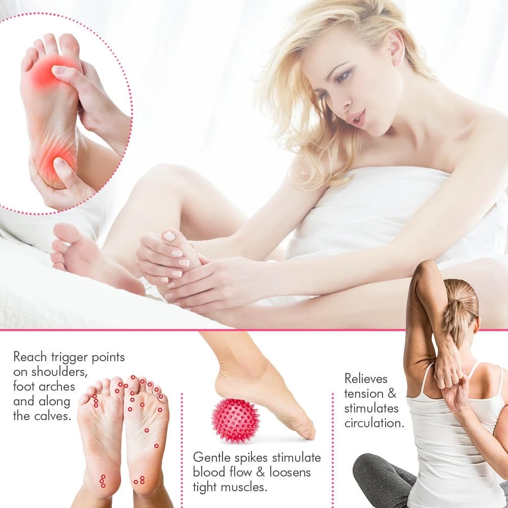Spiky Massage Ball Fasciitis Fitness Massage Ball PVC Fascia Ball Landak Untuk Rehabilitasi Plantar Stress Release Pelatihan Bola Alat Kacang