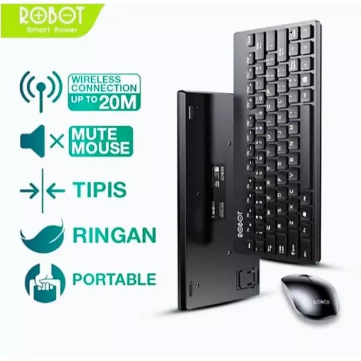 Keyboard + Mouse Mini Multimedia Wireless ROBOT KM3000