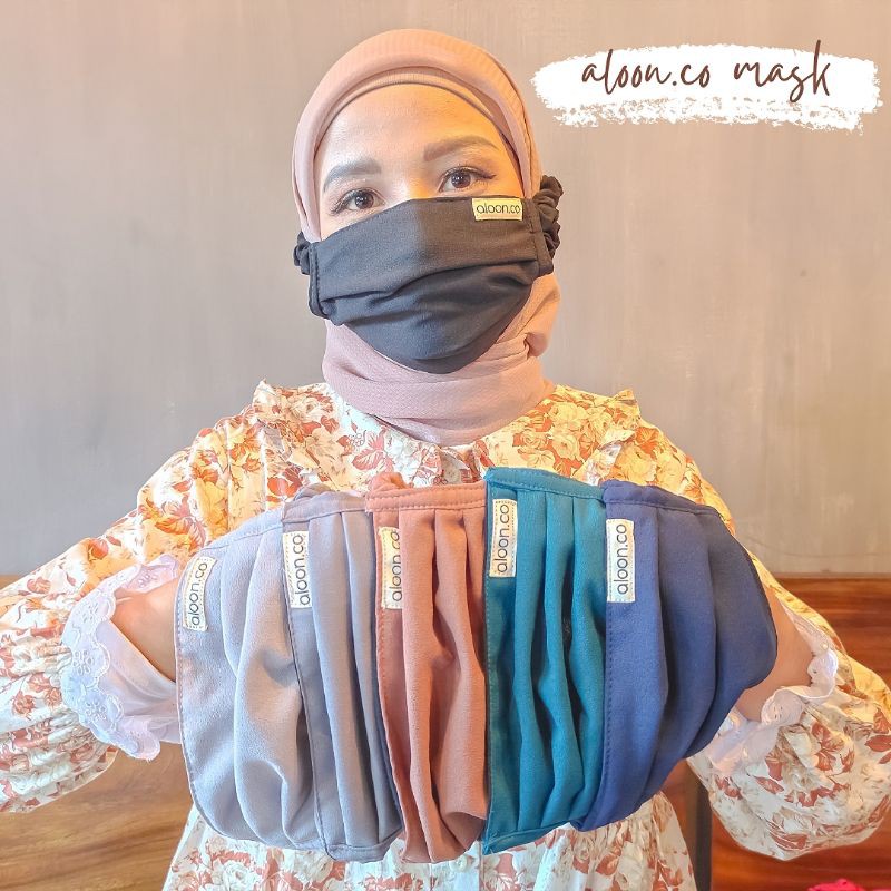 MASKER KAIN SERUT - MASKER HIJAB  (PART 2) - MASKER HEADLOOP 2PLY - MASKER FASHION SERUT 2 LAPIS