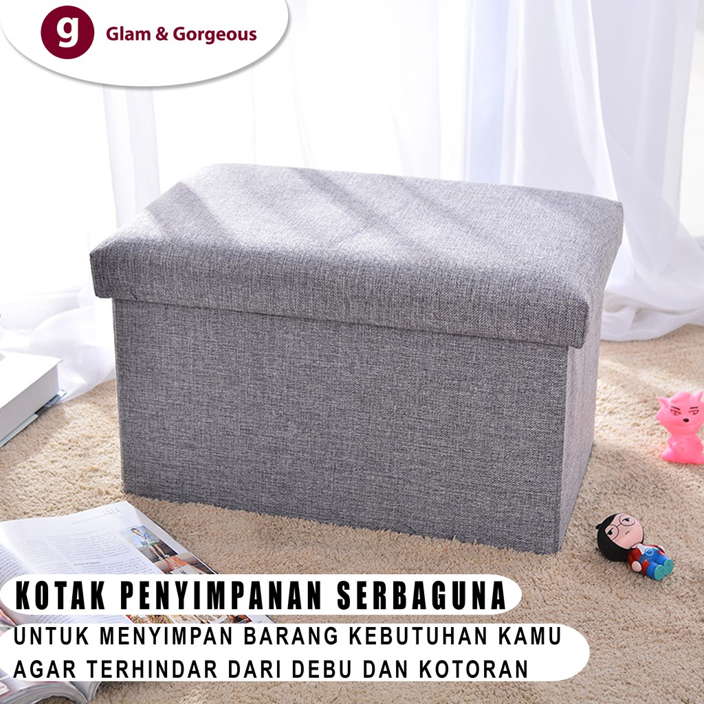 Box penyimpanan Serbaguna Kursi Stool Tempat Mainan Sepatu Buku Bahan Cotton SB014