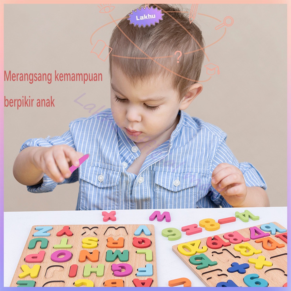 JCHO puzzle kayu huruf/puzzle kayu mainan edukasi jigsaw puzzle anak