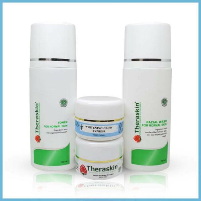 PAKET THERASKIN WHITENING GLOW EXPRESS / MEMUTIHKAN WAJAH / WAJAH GLOWING / PAKET MURAH THERASKIN