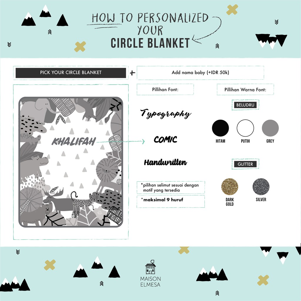 [PROMO LAST STOCK Circle Blanket - Bisa Tambah Nama] Maison Elmesa Selimut Bayi - Space Circle