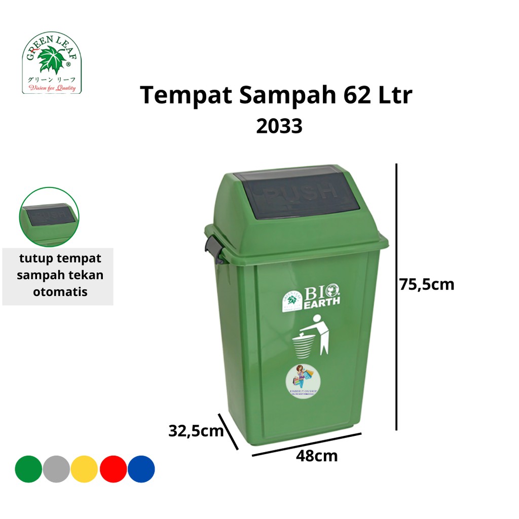 Tempat Sampah BIO 62 Liter 2033 Green Leaf