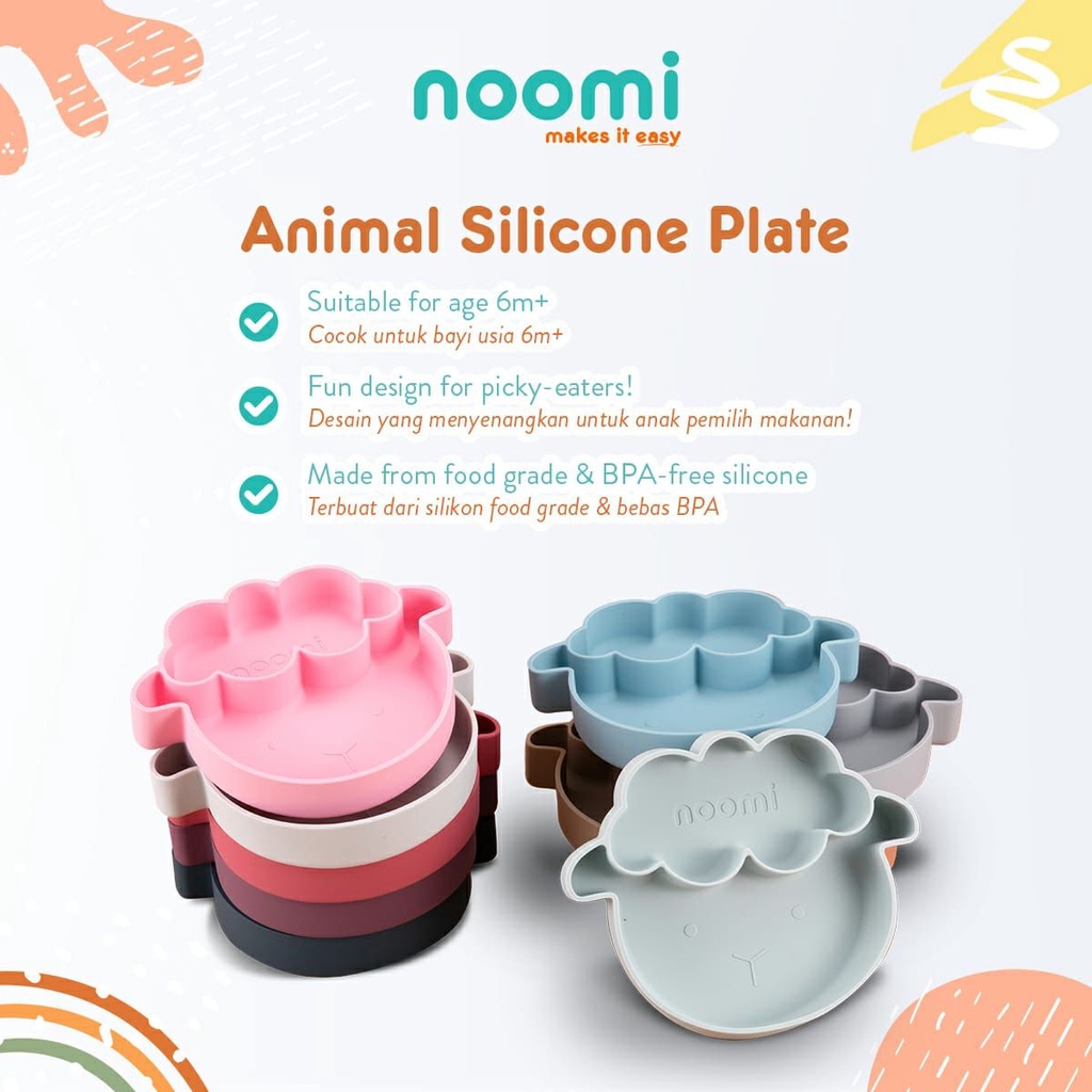 Noomi Animal Silicone Plate / piring makan / piring silikon / piring mpasi /piring silikon tahan panas