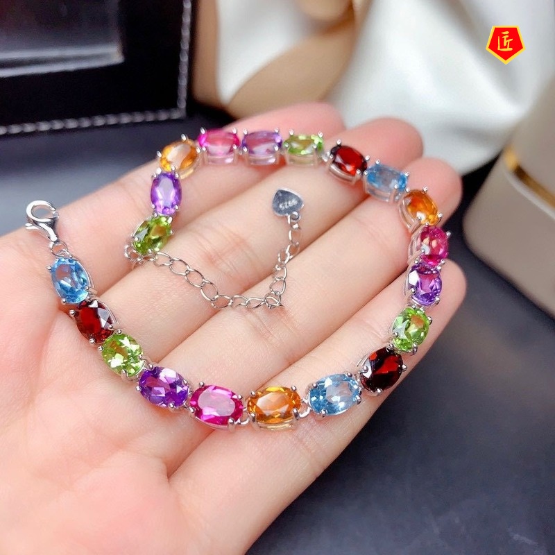 [Ready Stock]Colored Gemstone Bracelet Special-Interest Design