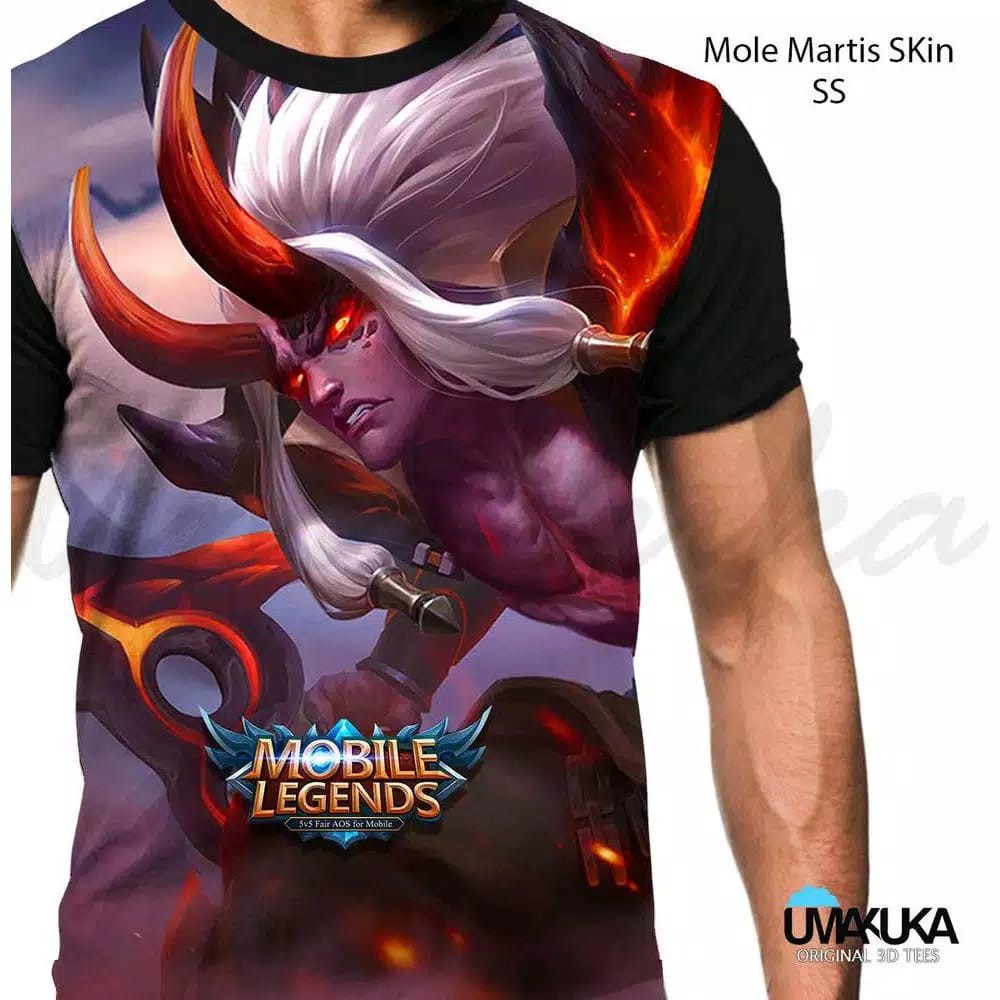 baju tshirt kaos 3d fullprinting mobile legend martis fanny alucard evos nana original keren & murah