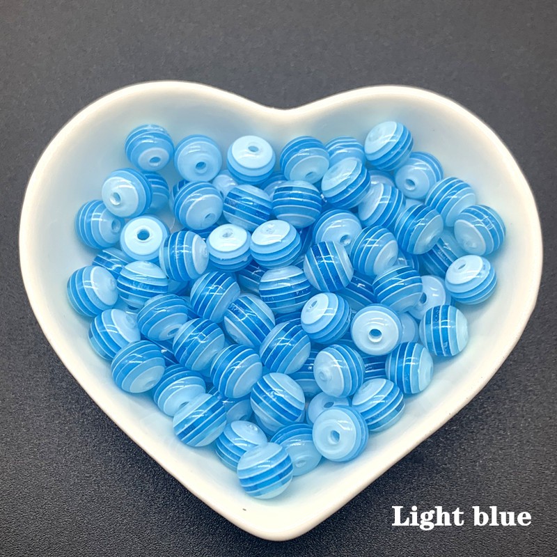 50Pcs/lot 8mm resin striped beads DIY jewelry bracelet beaded