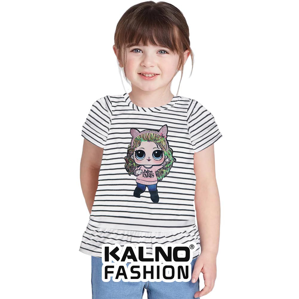 baju anak perempuan salur hitam putih ROK LOL  - Anak perempuan Umur 1 -  7 Tahun RANDOM