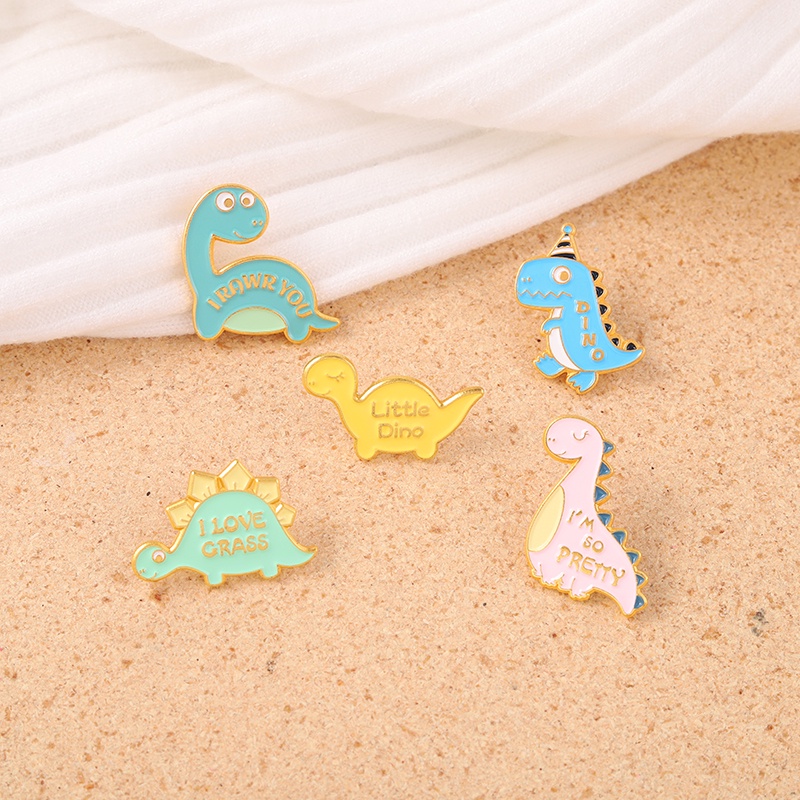 Bros Pin Desain Kartun Dinosaurus 5 Gaya Untuk Hadiah