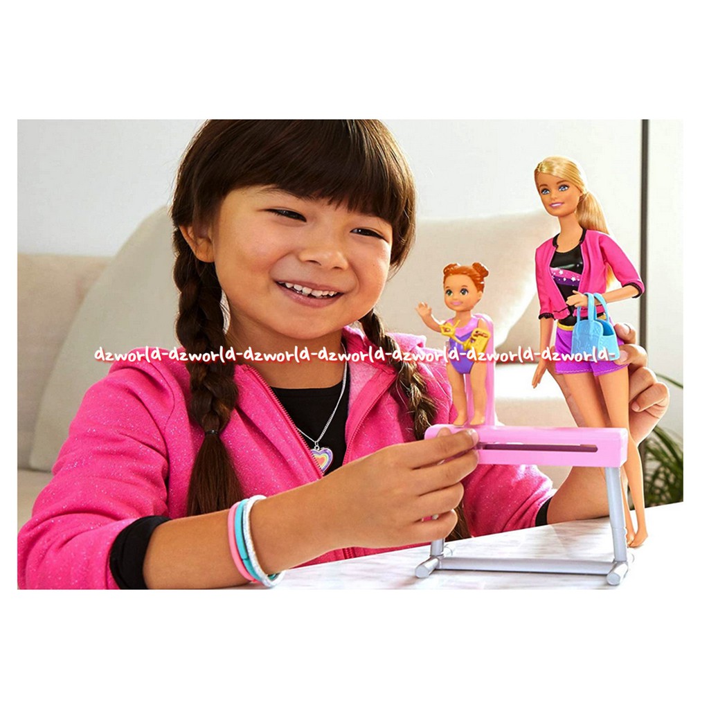 Barbie Gymnastics Coach Mainan Boneka Berbi Dengan Anak Pelatih Gym