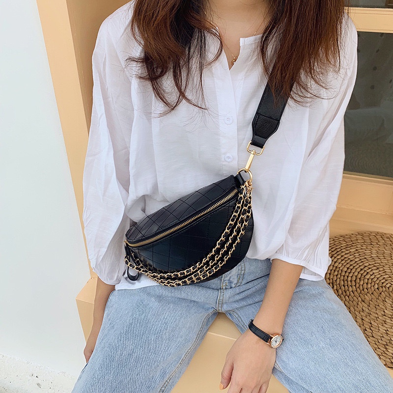 ONLYONE12 Tas Wanita Selempang Korea Import High Quality / Tas Wanita Kulit Tali Rantai / Tas Wanita Aesthetic / Shoulder Bag TW005