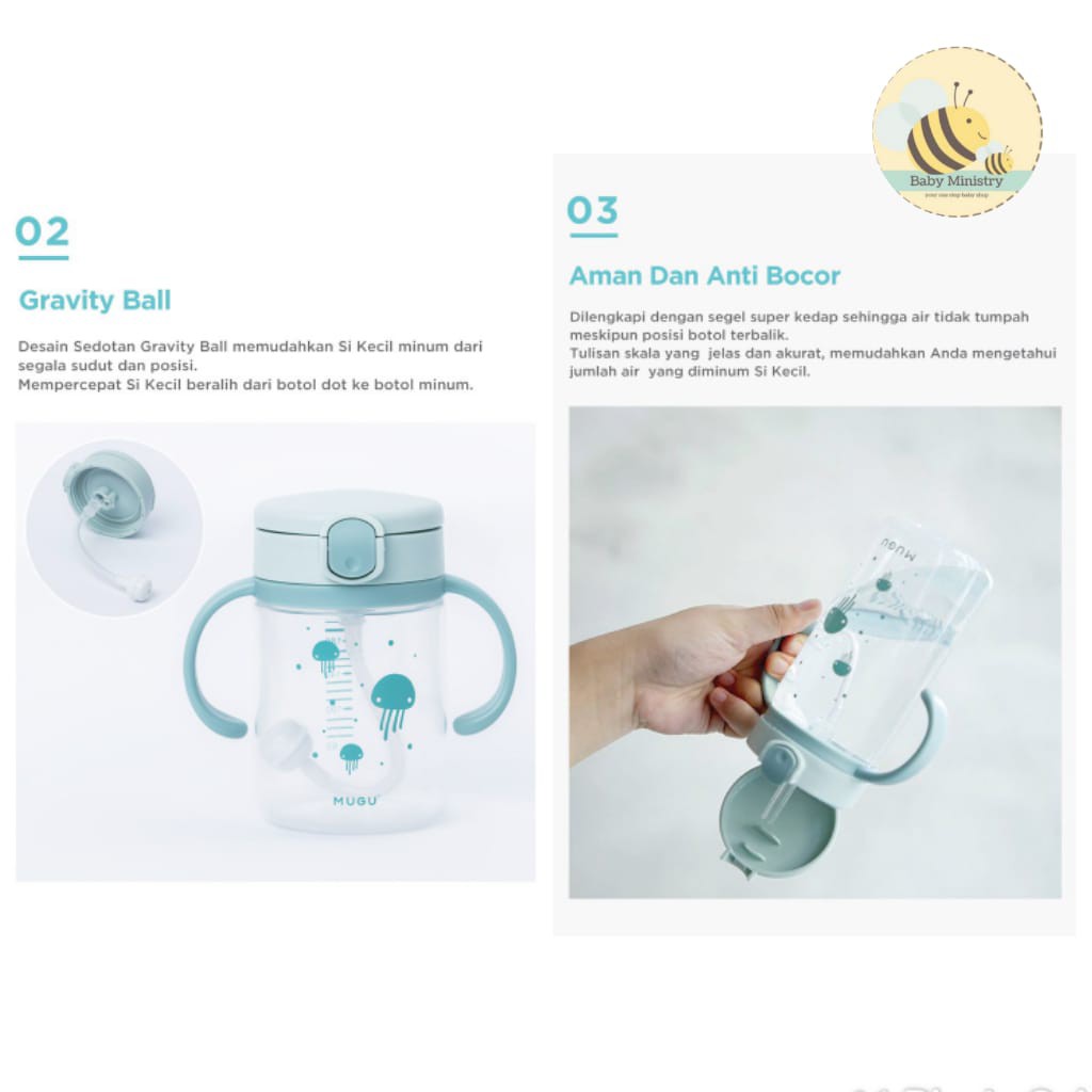 Mooimom x Mugu Training Bottle 330ml blue and pink