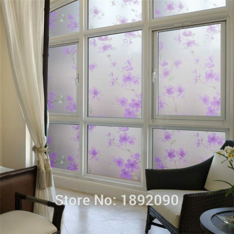 stiker/ kaca film/stiker kaca motif bunga biru