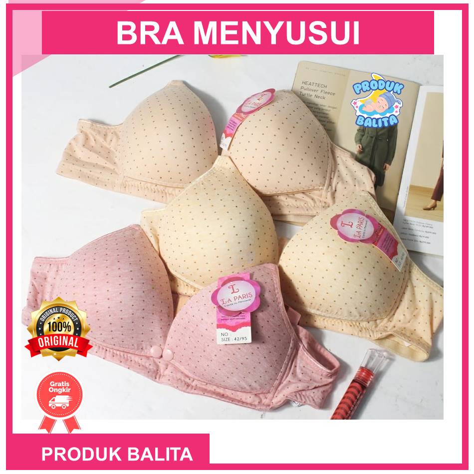 BH Bra Menyusui Busa Import LA PARIS Bra Tanpa Kawat Bh Ibu Menyusui Kancing Depan