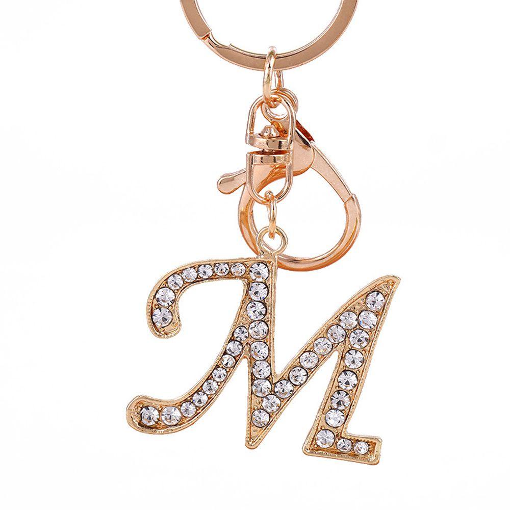 Lanfy Huruf Liontin Fashion Unisex Aksesoris Kristal Berlian Imitasi Perhiasan Hadiah Gantungan Kunci Rhinestone Letter Key Chain