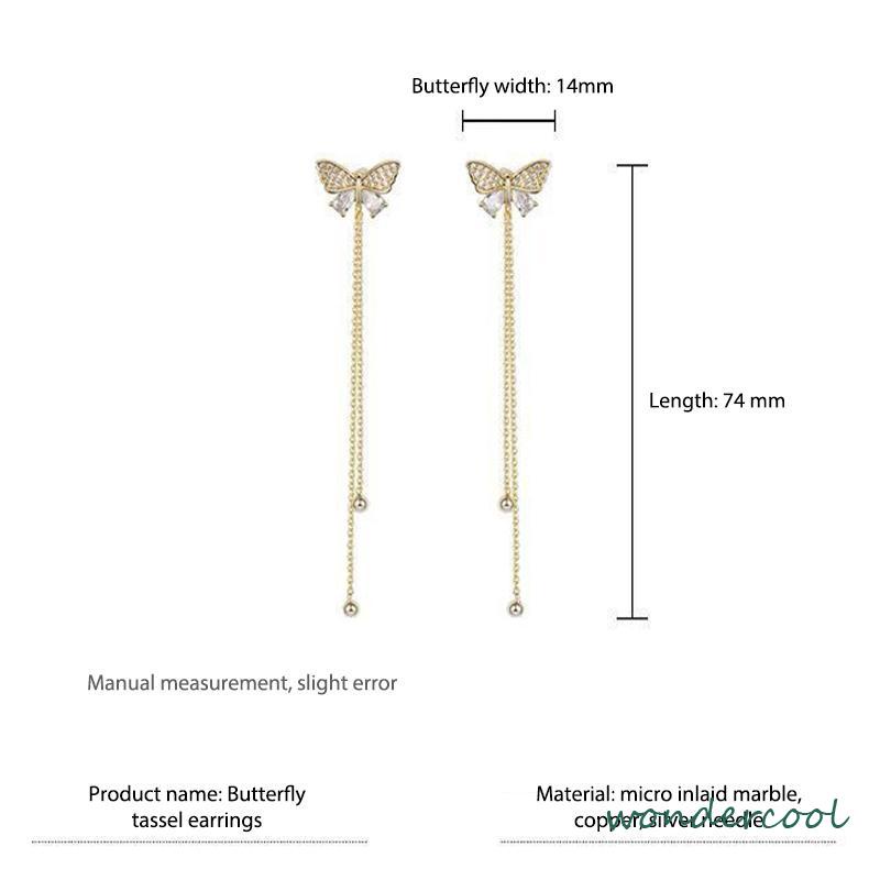 Anting Pejantan Kupu-kupu Dua Pakai Anting Rumbai Panjang Temperamen Anting Segar Musim Panas-Won