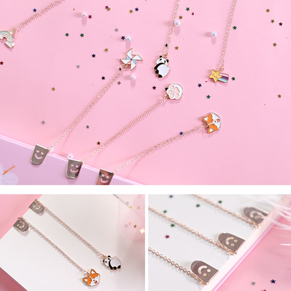 ELEGANT Metal Bookmark Cat Claw Page Mark Pendant Cute Cartoon Stationery Panda School Office Supply