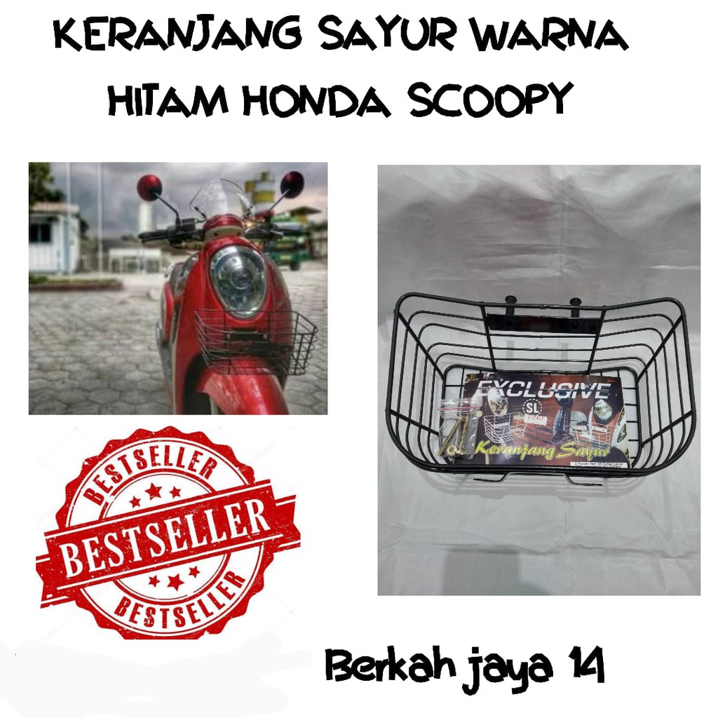 KERANJANG SAYUR SCOOPY DAN DUDUKAN PLAT NOMOR WARNA HITAM UNTUK SEPEDA MOTOR HONDA BEBEK BAHAN BESI TEBAL HARGA TERMURAH BARANG BERKUALITAS PROMO DISKON TERLARIS