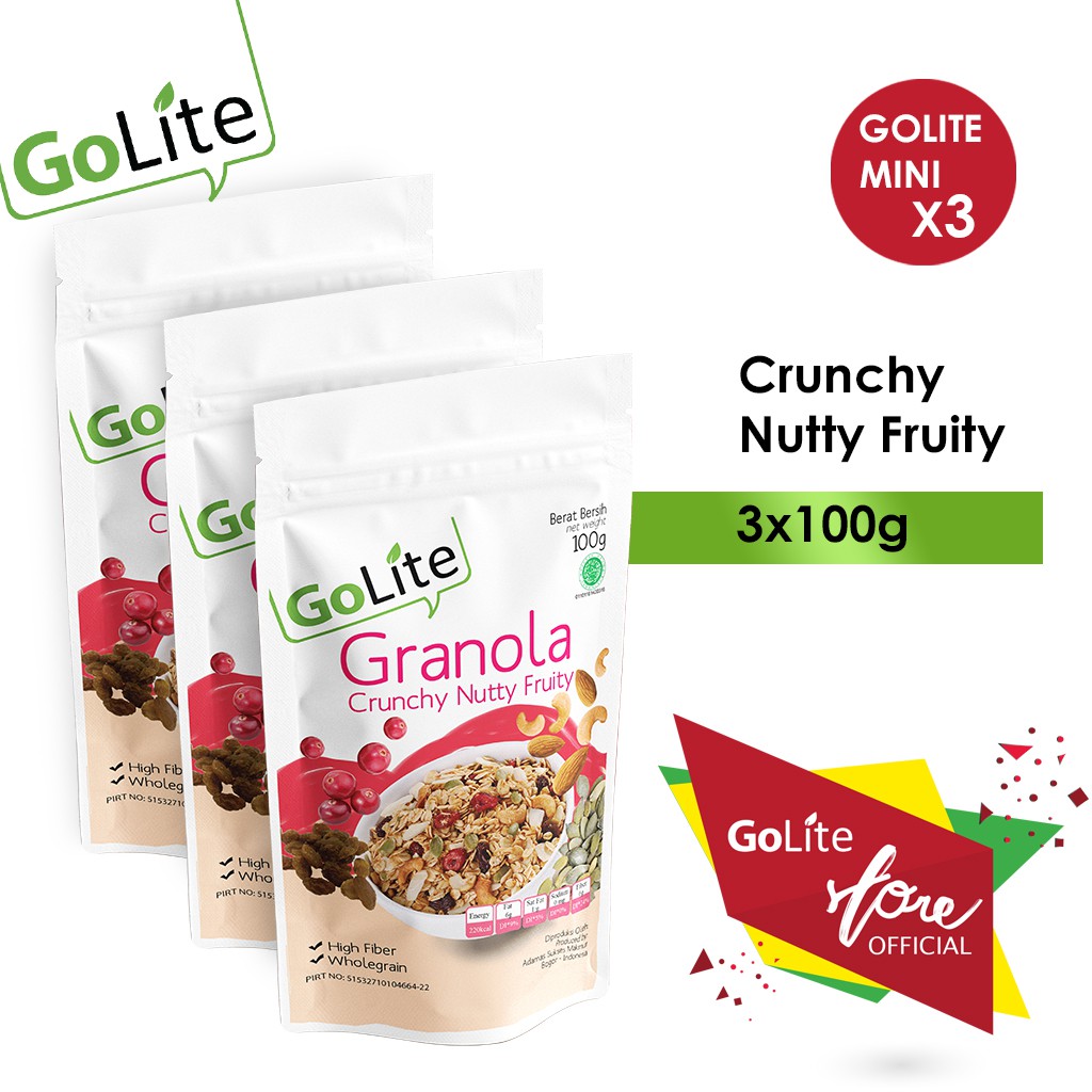 

Granola GoLite Crunchy Nutty Fruity Toasted Muesli 100g (Triple Pack)
